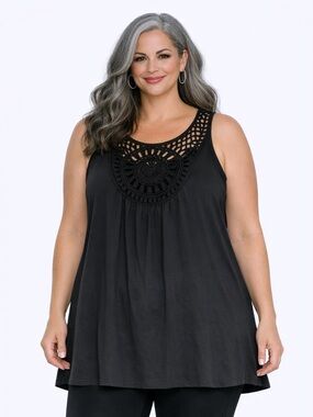 🚨Crochet-Back Swing XL Dress P2P: 24.5" L: 35.25"